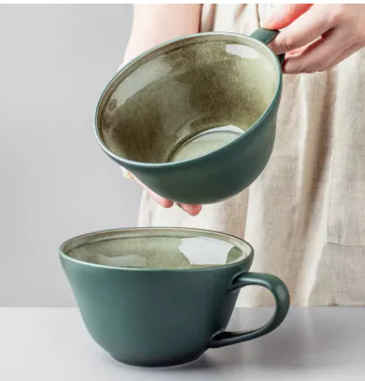 Nordic Ceramic Oatmeal Bowl with Ice Cracked Glaze